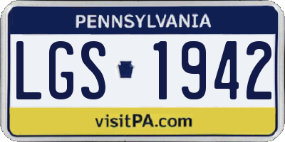 PA license plate LGS1942