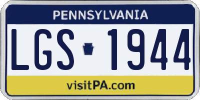 PA license plate LGS1944