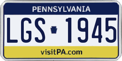 PA license plate LGS1945