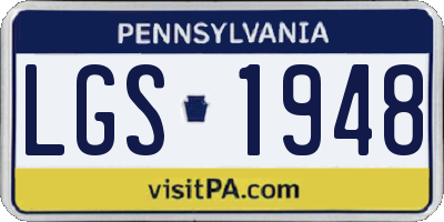 PA license plate LGS1948
