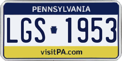 PA license plate LGS1953