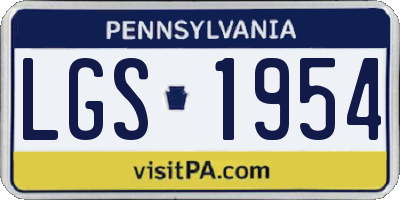 PA license plate LGS1954