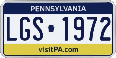 PA license plate LGS1972