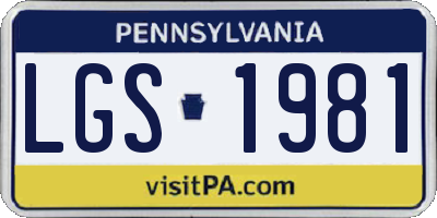 PA license plate LGS1981