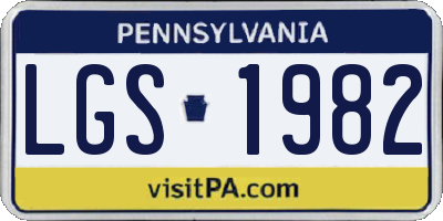 PA license plate LGS1982