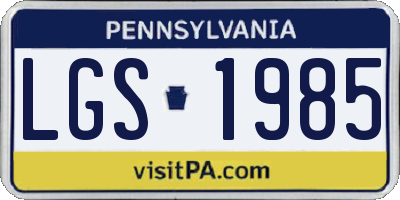 PA license plate LGS1985