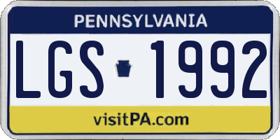 PA license plate LGS1992
