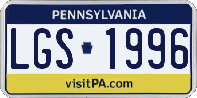 PA license plate LGS1996