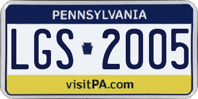 PA license plate LGS2005