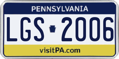PA license plate LGS2006