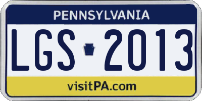 PA license plate LGS2013