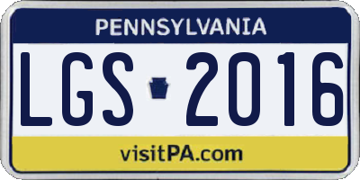 PA license plate LGS2016