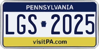 PA license plate LGS2025