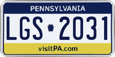 PA license plate LGS2031