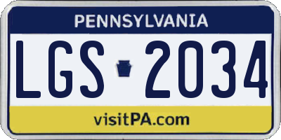 PA license plate LGS2034