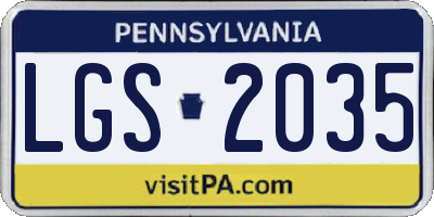 PA license plate LGS2035