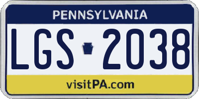 PA license plate LGS2038