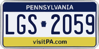 PA license plate LGS2059