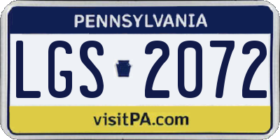 PA license plate LGS2072