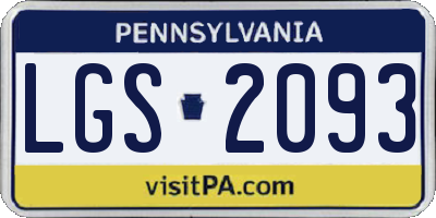 PA license plate LGS2093
