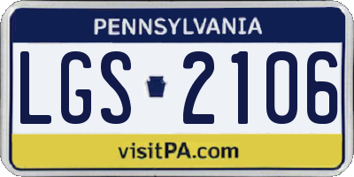 PA license plate LGS2106