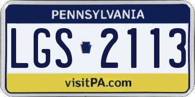 PA license plate LGS2113