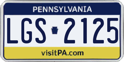 PA license plate LGS2125