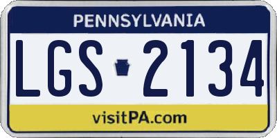 PA license plate LGS2134