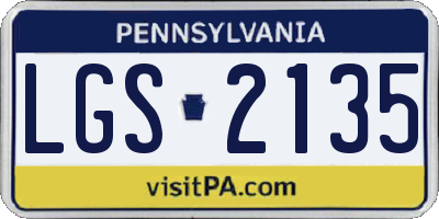 PA license plate LGS2135