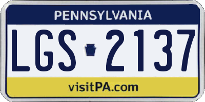 PA license plate LGS2137