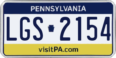 PA license plate LGS2154