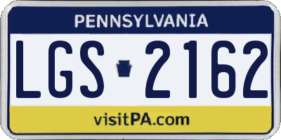 PA license plate LGS2162