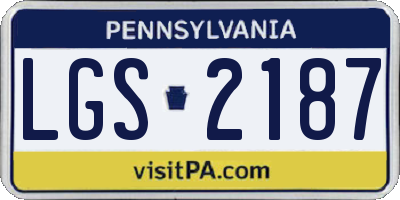 PA license plate LGS2187