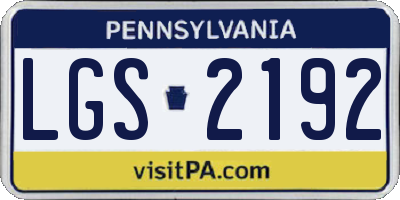 PA license plate LGS2192