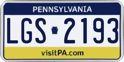 PA license plate LGS2193