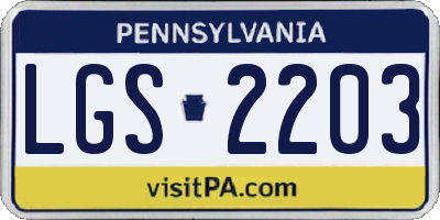 PA license plate LGS2203