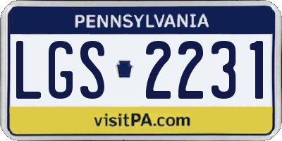 PA license plate LGS2231