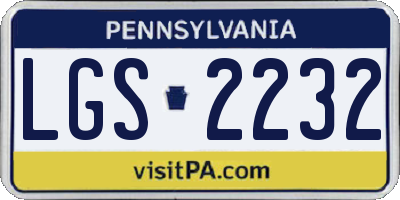 PA license plate LGS2232