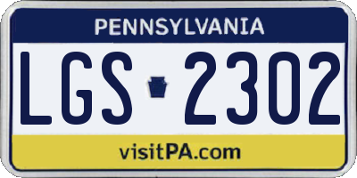 PA license plate LGS2302