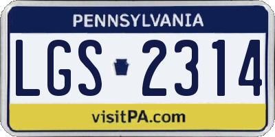 PA license plate LGS2314