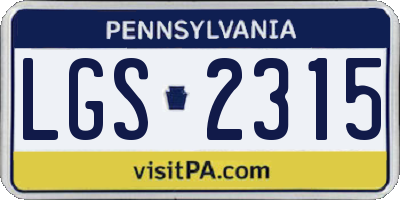 PA license plate LGS2315