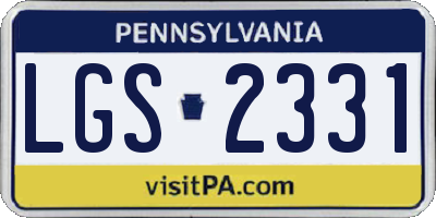 PA license plate LGS2331
