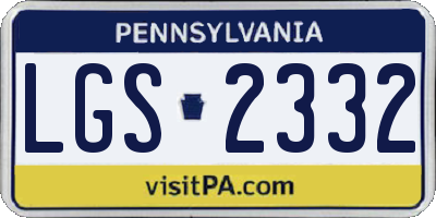PA license plate LGS2332