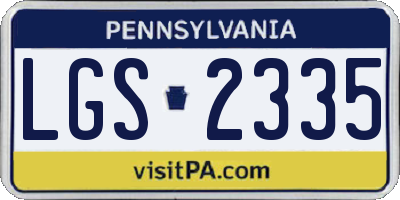PA license plate LGS2335