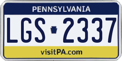 PA license plate LGS2337