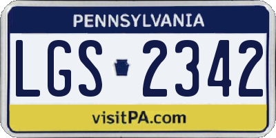 PA license plate LGS2342