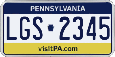 PA license plate LGS2345