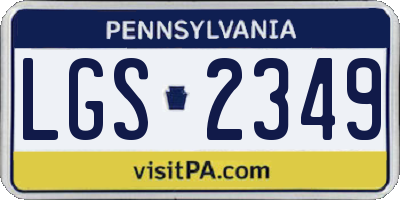 PA license plate LGS2349
