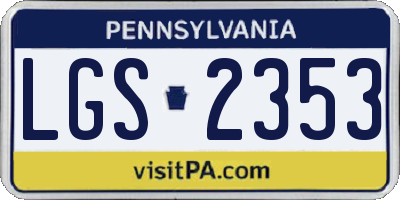 PA license plate LGS2353