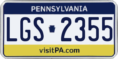 PA license plate LGS2355